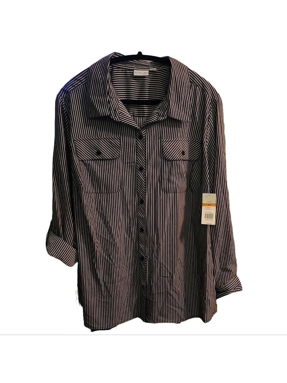 031 NWT KIM ROGERS 3XL LONG OR W/ TAB ROLL-UP SLEEVES BLOUSE
